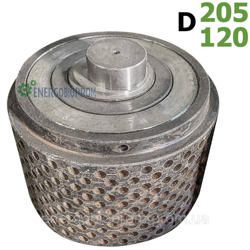 Прес ролик у зборі 205/120мм ОГМ-1,5 Широкий перфораційний ролер гранулятора ОГМ-1 5 Широкий перфо-ролик